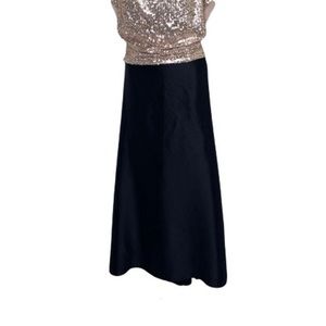 💋cache black satin-like maxi skirt